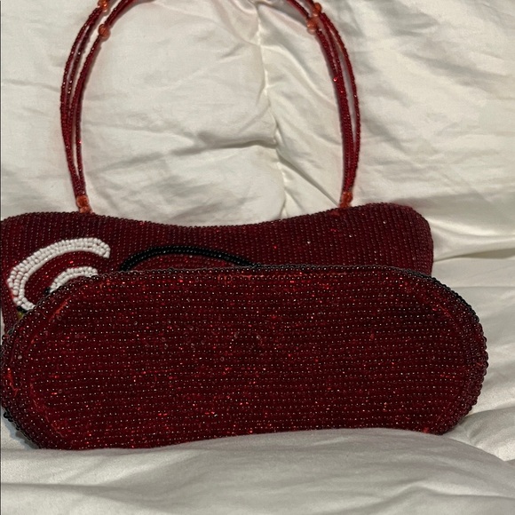 Vintage Coca Cola Red Beaded Shoulder Bag with White Logo - Picture 2 of 5